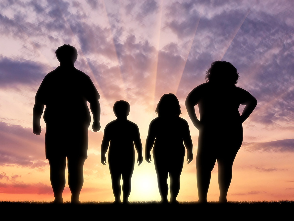 Silhouette of overweight family